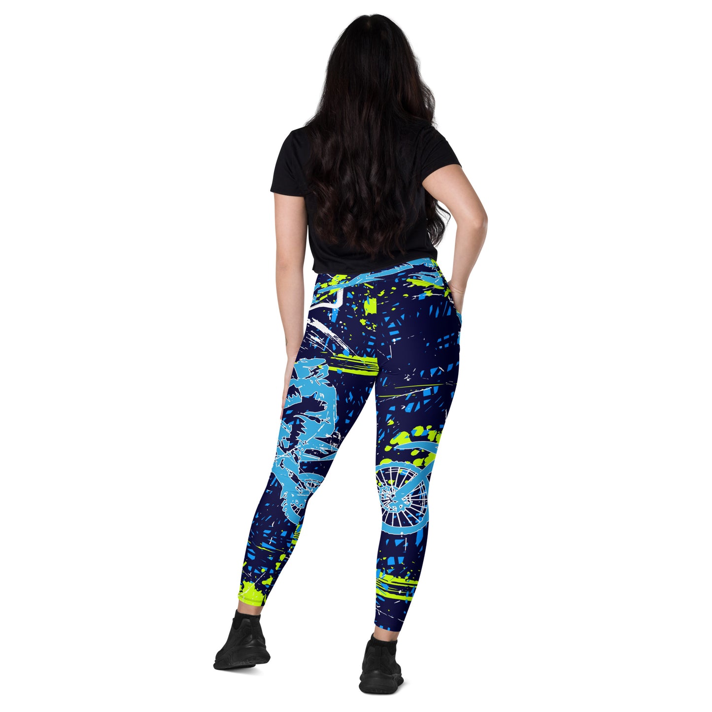 Blue Moto Leggings with pockets