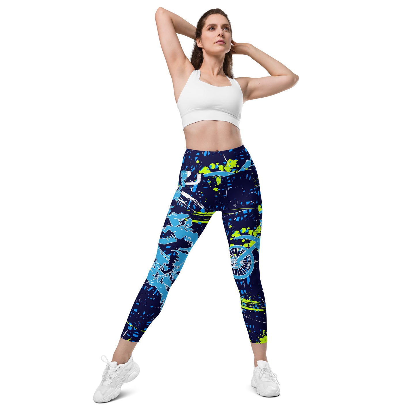 Blue Moto Leggings with pockets