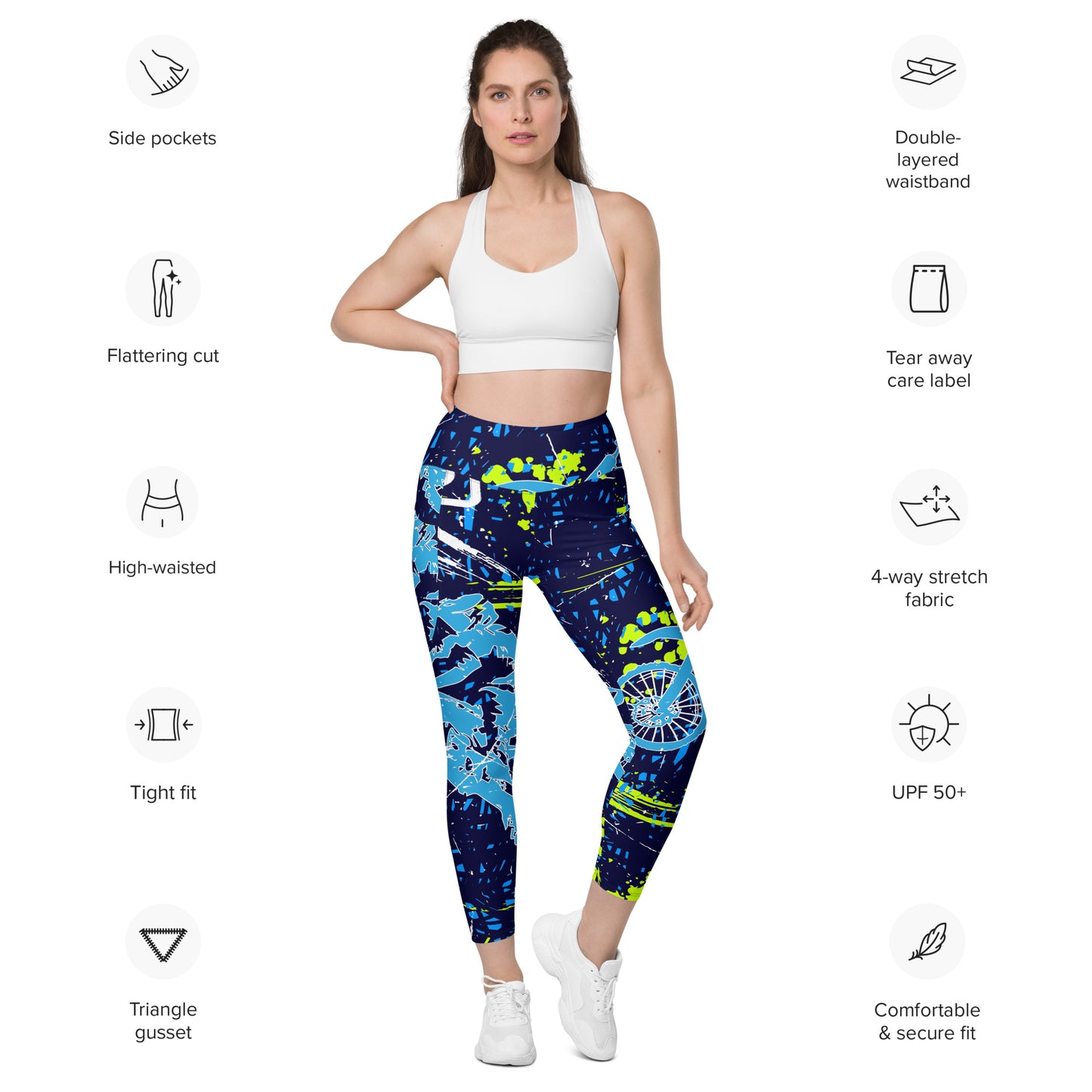 Blue Moto Leggings with pockets