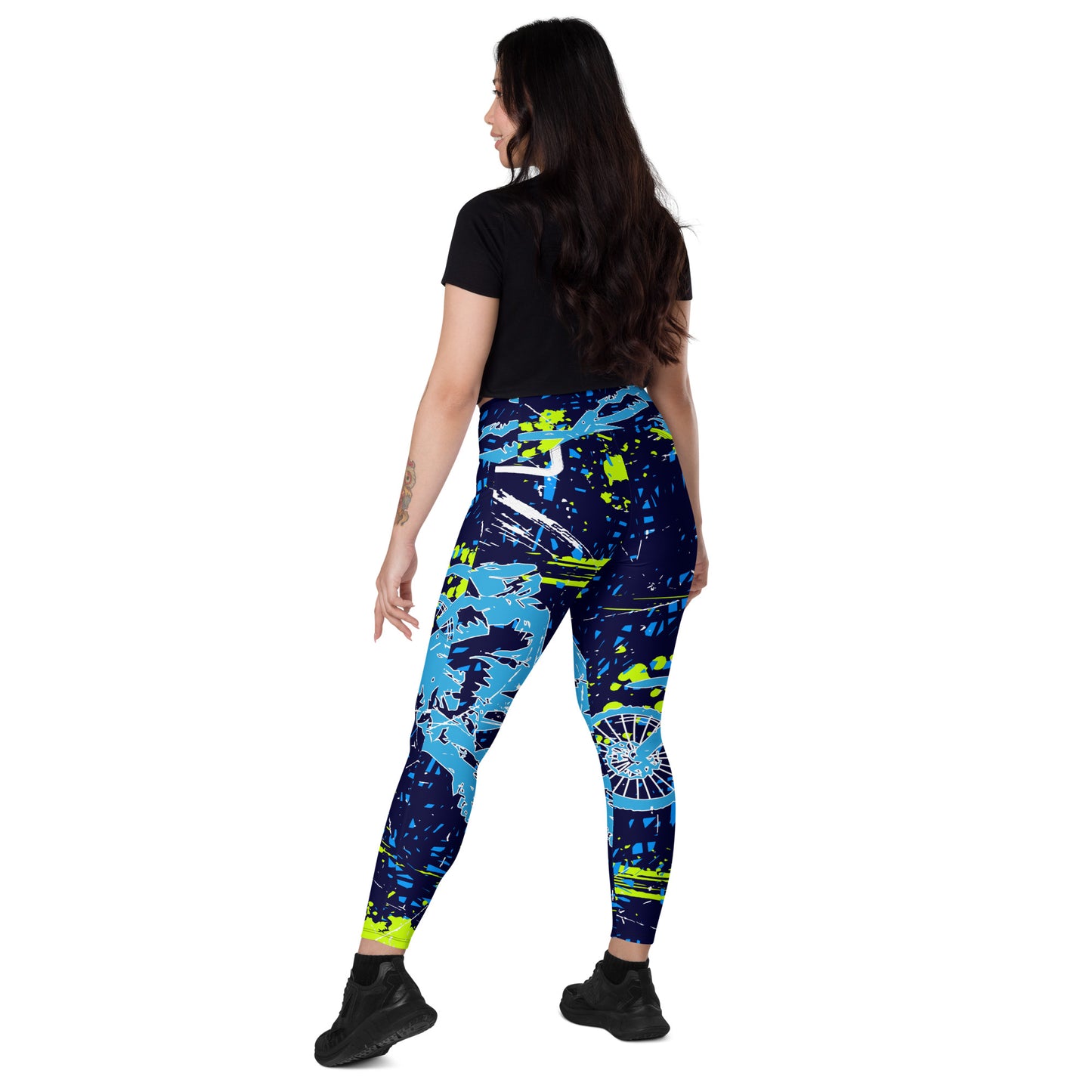 Blue Moto Leggings with pockets
