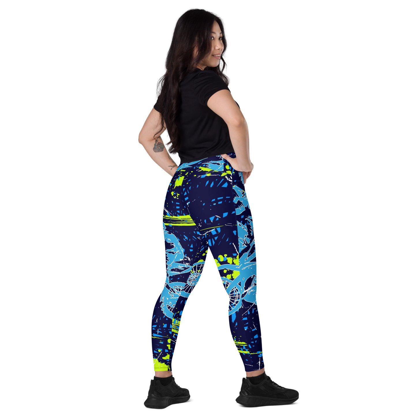 Blue Moto Leggings with pockets