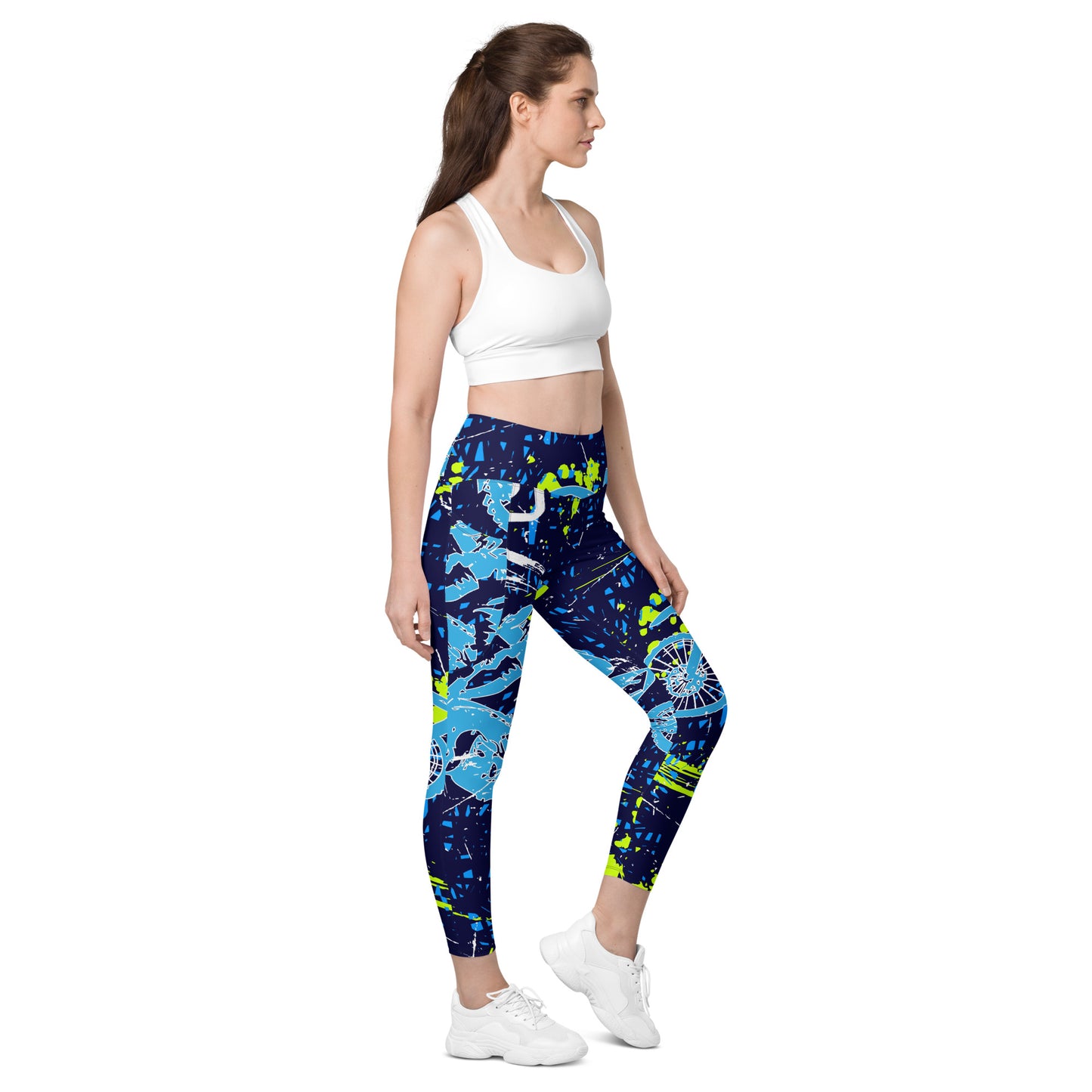 Blue Moto Leggings with pockets