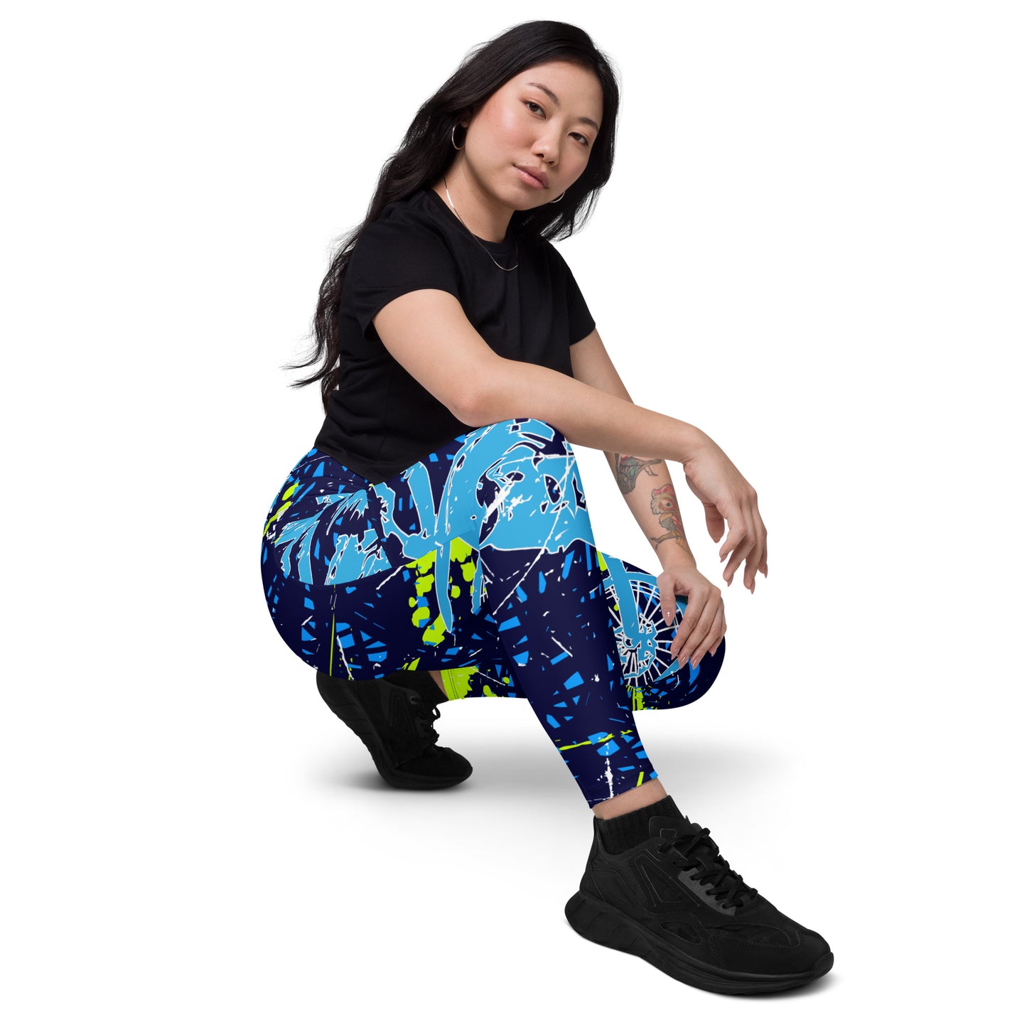 Blue Moto Leggings with pockets