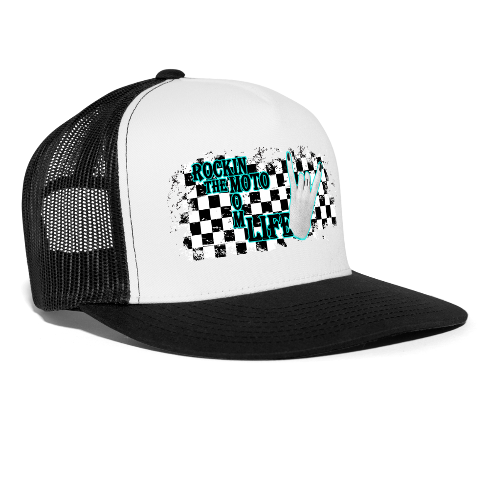 Roxkin' the MOTO mom Life Hat - white/black