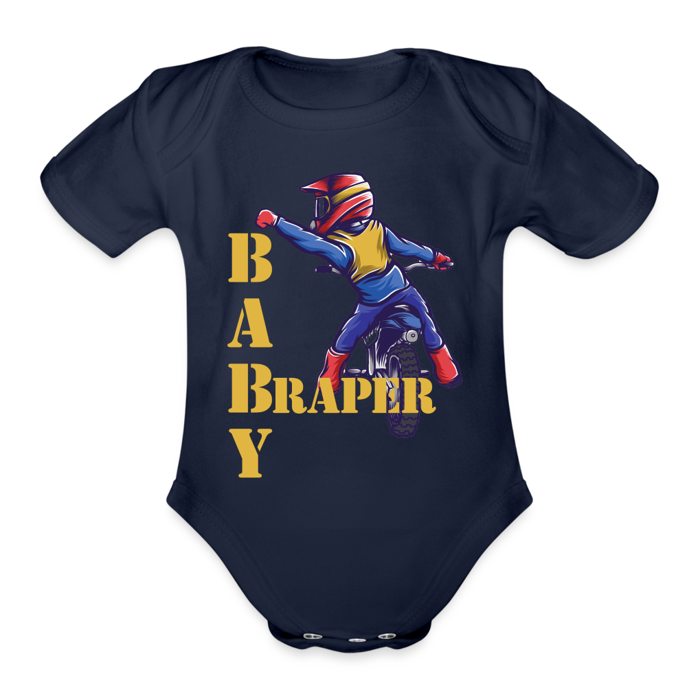 Organic Baby Braper Onesie - dark navy