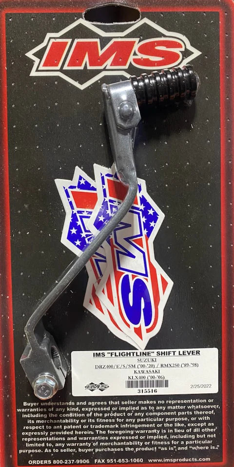 IMS FLIGHTLINE SHIFT LEVER (1989-2021) SUZUKI RMX250 / DRZ400 / DRZ400E / DRZ400S / DRZ400SM (2003-2004) KAWASAKI KLZ400R / KLR400SR (CHECK YEAR/MODEL OPTIONS)