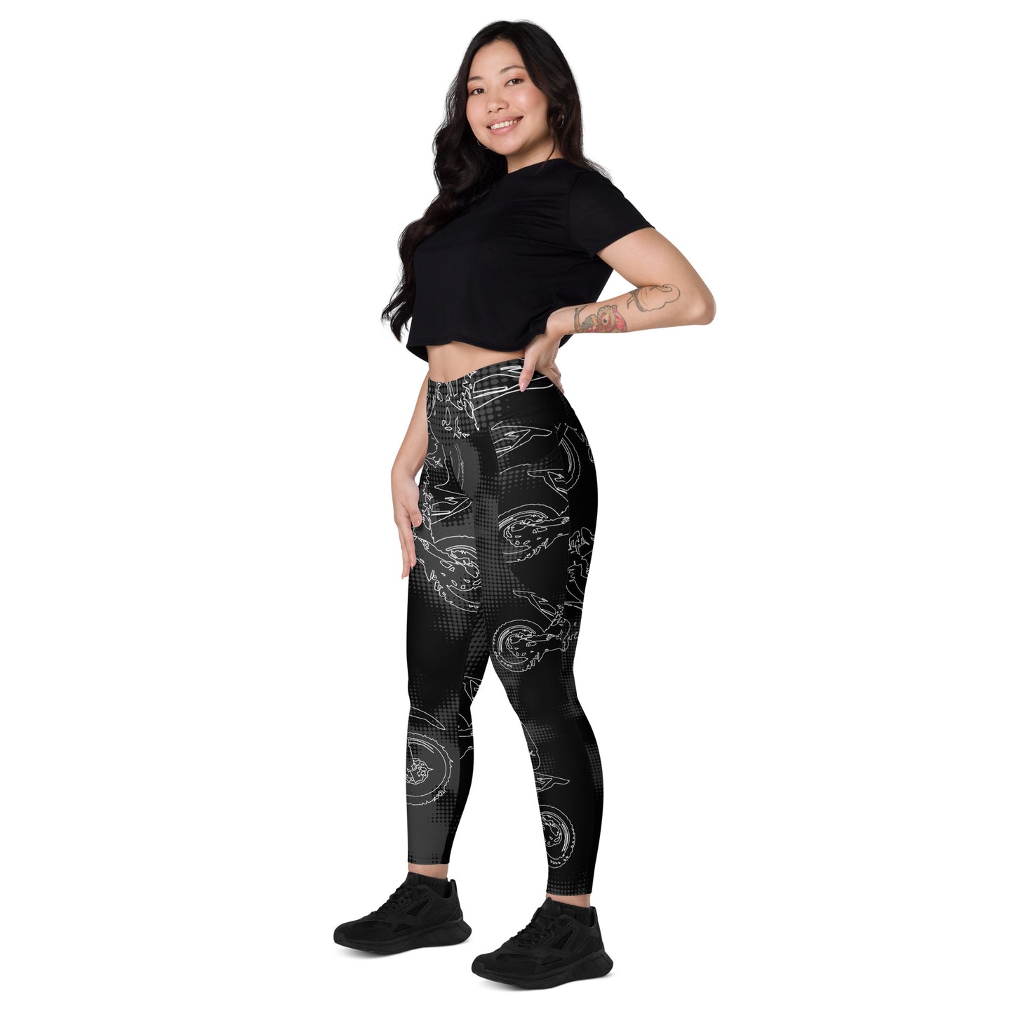 Black Dirt Bike Leggings with pockets