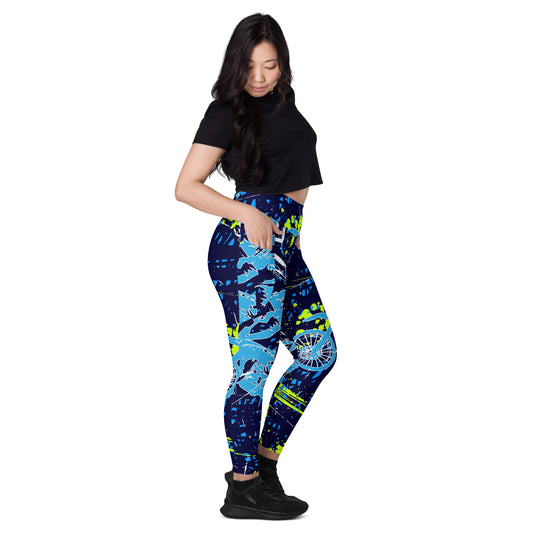 Blue Moto Leggings with pockets