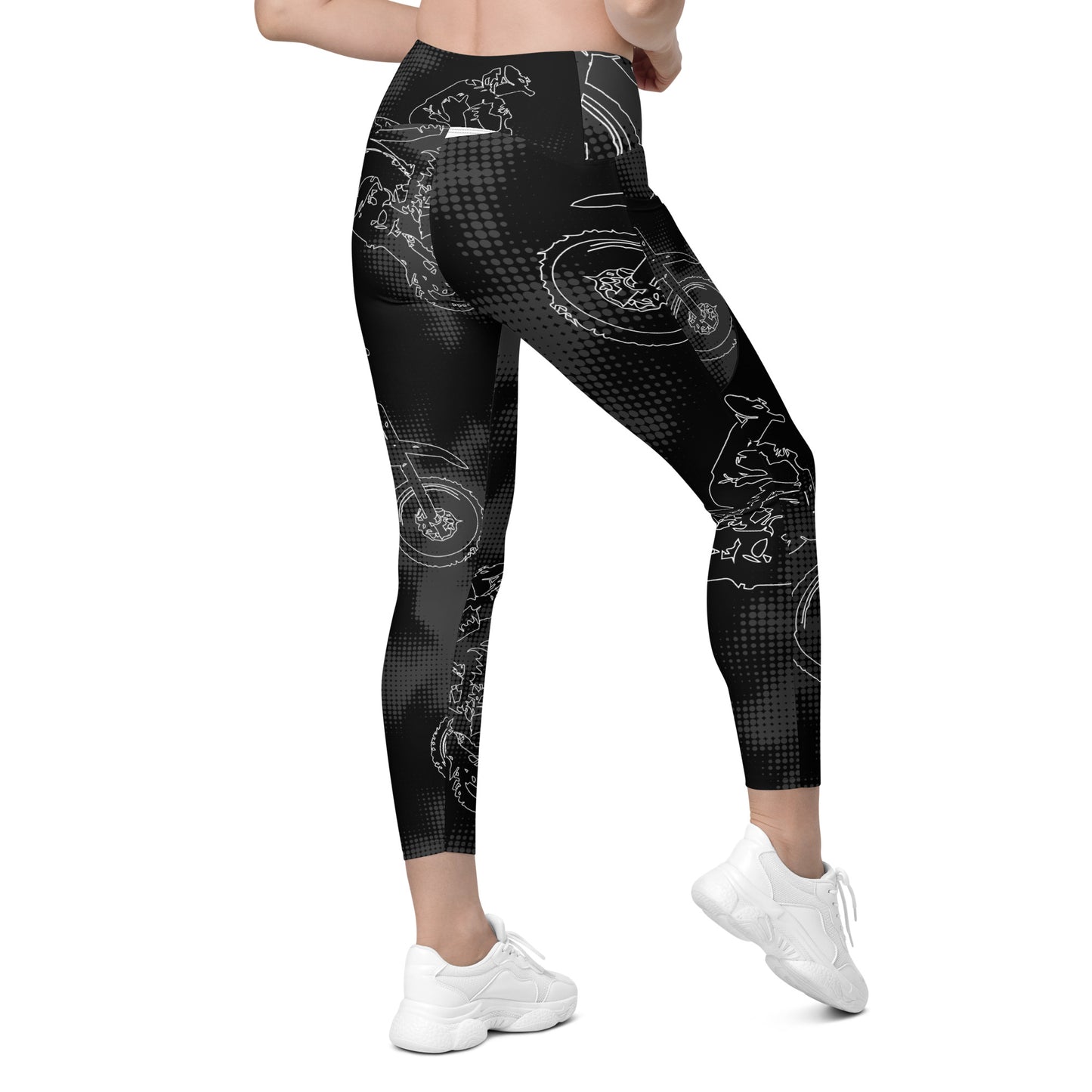 Black Dirt Bike Leggings with pockets