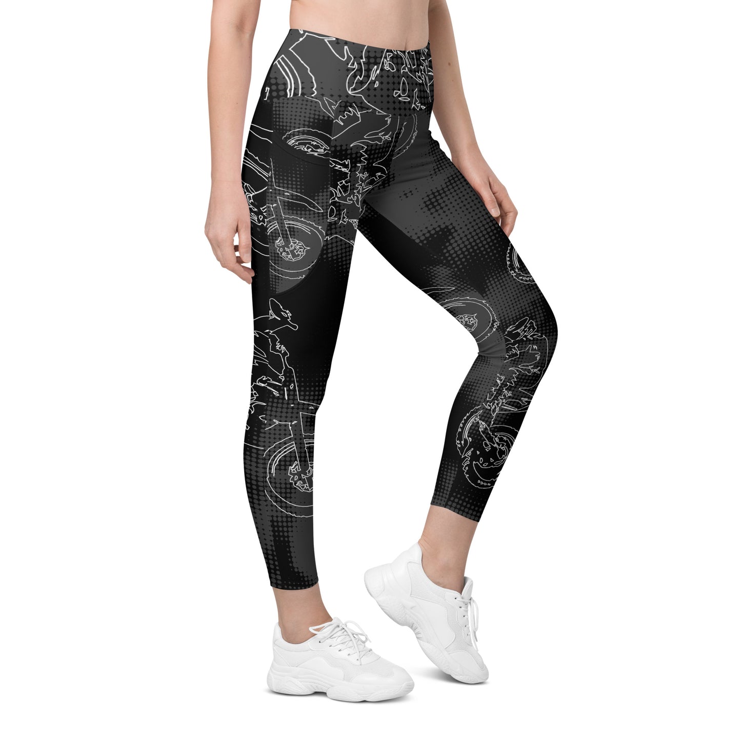 Black Dirt Bike Leggings with pockets