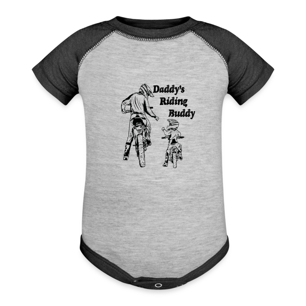 Daddy's Riding Buddy Onesie - heather gray/charcoal