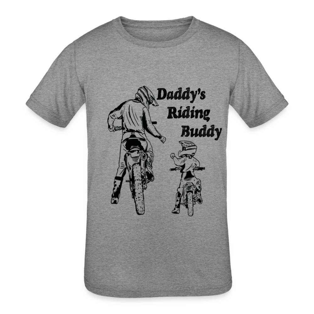 Daddy's Riding Buddy Kids T-Shirt - heather grey