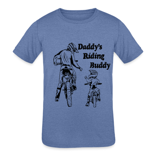 Daddy's Riding Buddy Kids T-Shirt - heather blue