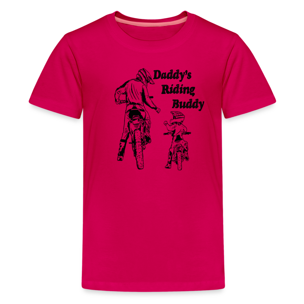 Daddy's Riding Buddy Kids' T-Shirt-2 - dark pink